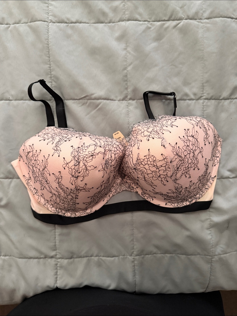 Victoria's Secret Pink and Black Lace-Print Convertible Underwire Bra